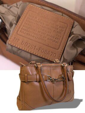 Coach Camel Glove Tanned Leather Satchel Turnlock Hamilton Hobo le Detail F08A70